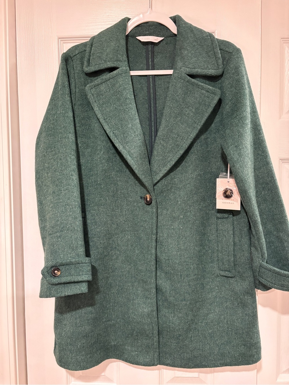 LC Lauren Conrad Green Wool-Blend Pea Coat … Size S.. NWT